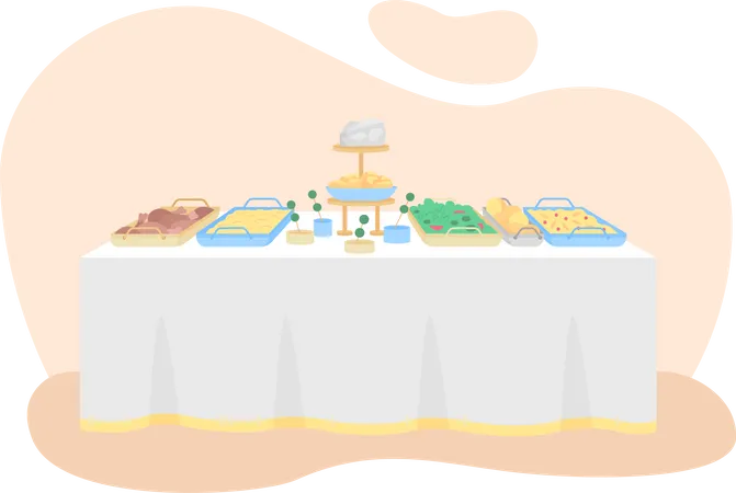 Servir des salades et des entrées pour le dîner  Illustration