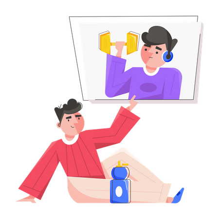 Sesión de gimnasio en línea  Illustration