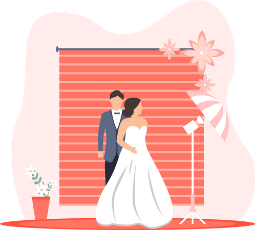 Sessão de fotos de casamento  Ilustração