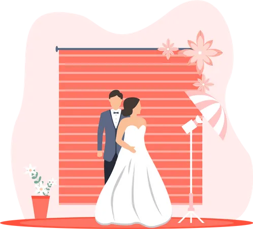 Sessão de fotos de casamento  Ilustração