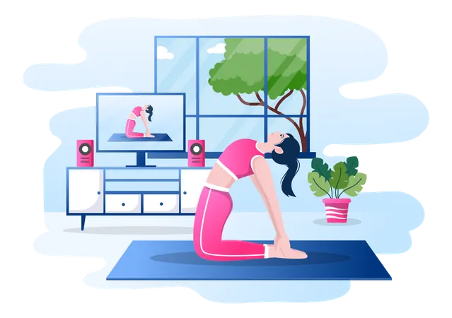 Sessão de ioga on-line  Ilustração
