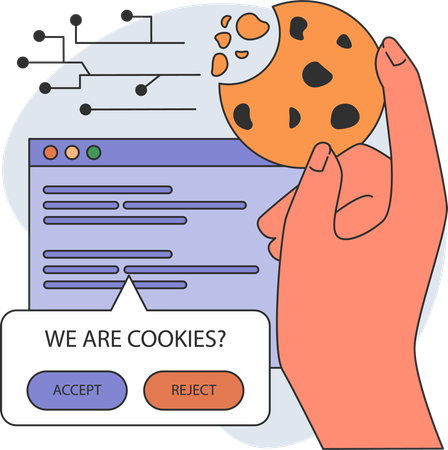Set cookie sessions on webpage  Illustration