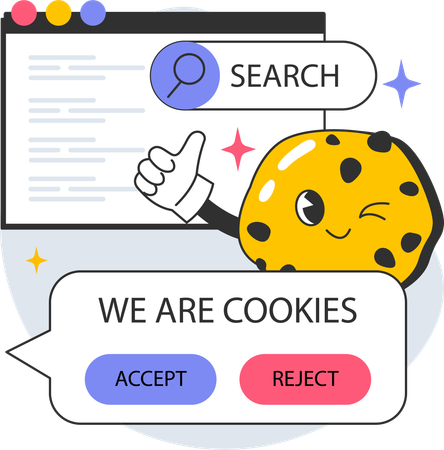 Set cookie sessions on webpage  Illustration