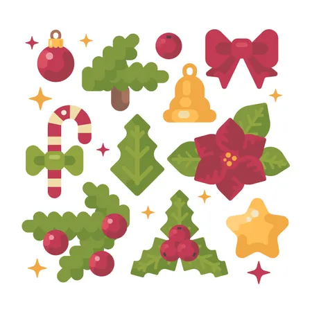 Set Of Christmas Items  Illustration