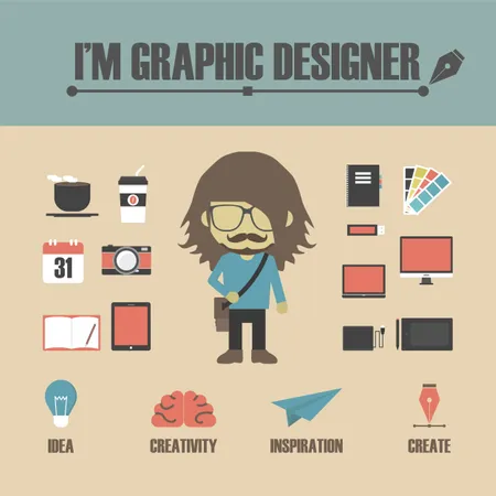 Set Of Graphic Designer's Equipment Illustration