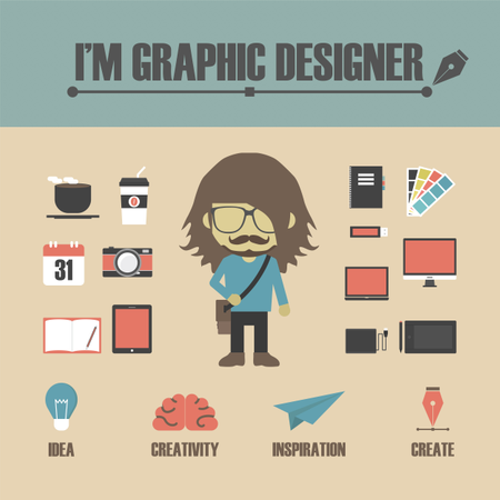 Set Of Graphic Designer's Equipment  Illustration