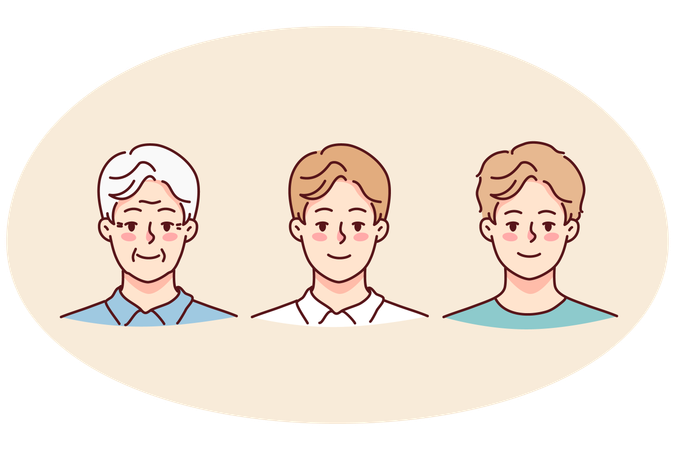 Set of man aging  Illustration