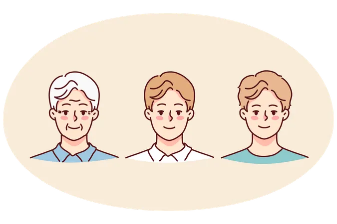 Set of man aging  Illustration