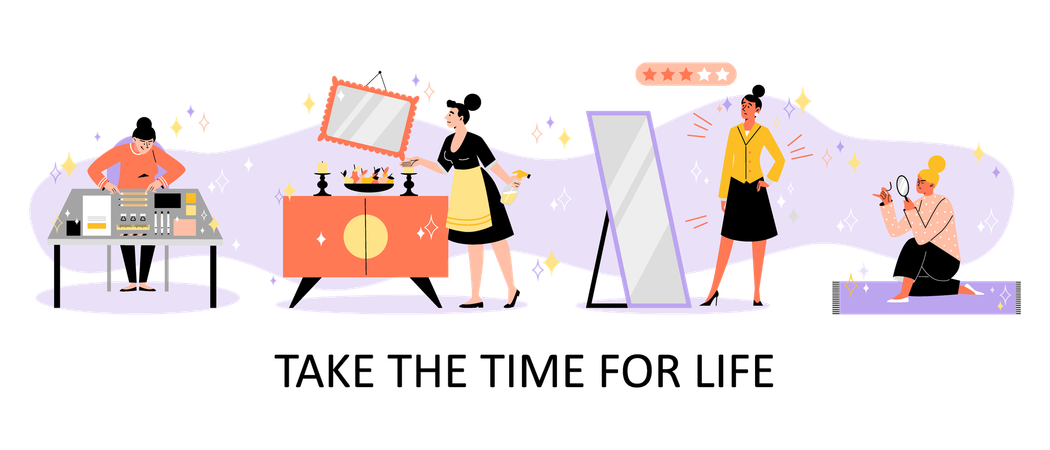 Set of perfectionist women characters  Illustration
