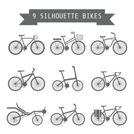 Set Of Silhouette Bicycle  Illustration