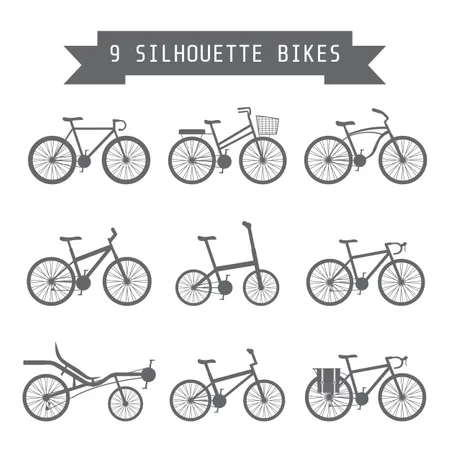 Set Of Silhouette Bicycle  Illustration