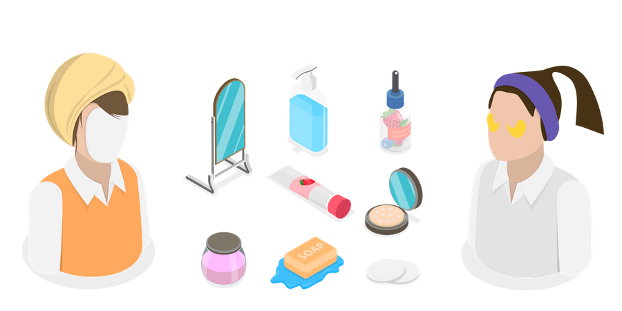 Set of Skincare Cosmetic and Beauty and Skin Products  Illustration