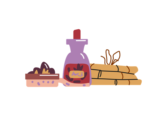 Set of tools for alternative medicine  Illustration