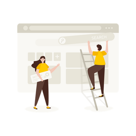 Setting search bar for SEO digital marketing  Illustration