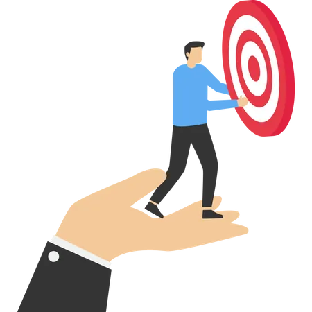 Concept Setting Smart Goals For Success In Life Achievement Of Business Goals Big Hands And Business People Targeting Targets Challenges Task Solutions Illustration