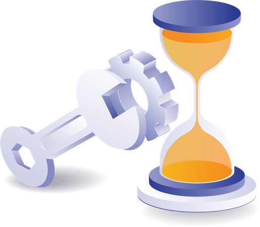 Setting time with an hourglass  Illustration