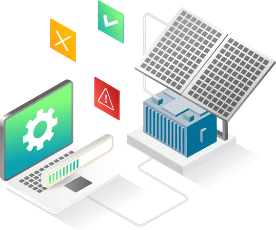 Setting up solar panels  Illustration