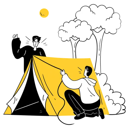 Setting Up the Tent  Illustration