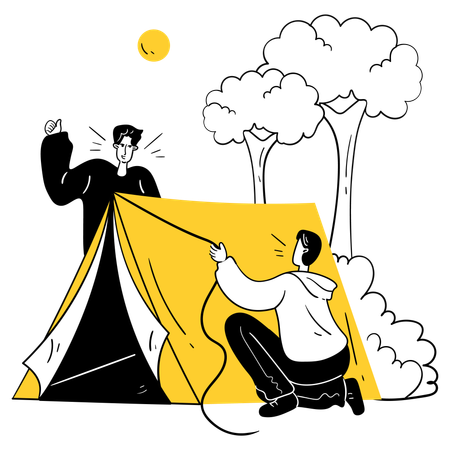 Setting Up the Tent  Illustration
