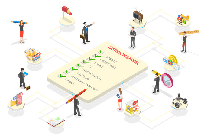 Several Communication Channels Between Seller and Customer  イラスト