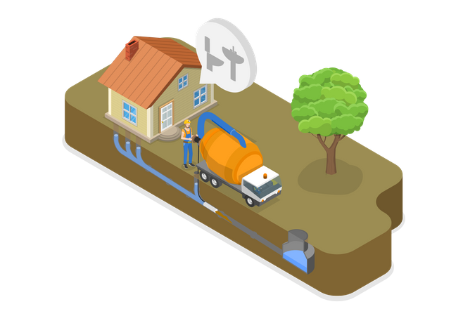 Sewer Cleaning Service  Illustration