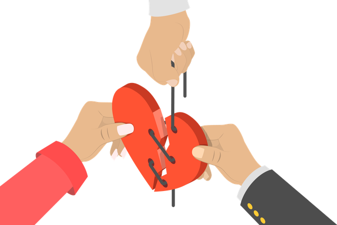 Sewing up Broken Heart  Illustration