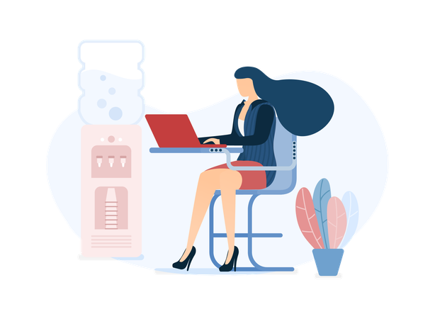 Sexy businesswoman working in company  Illustration