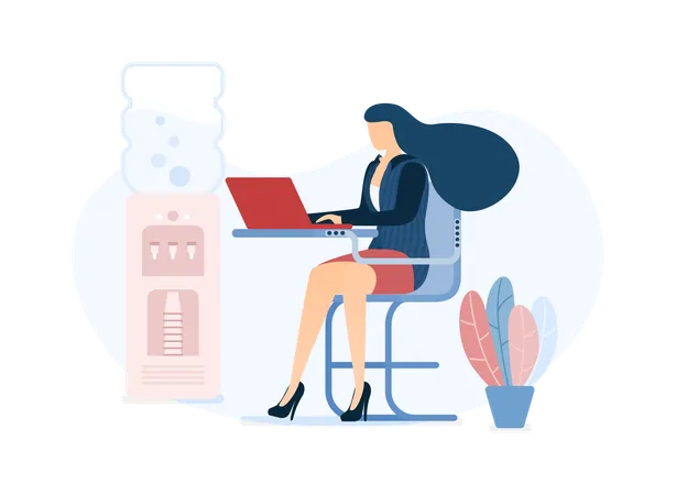 Sexy businesswoman working in company  Illustration