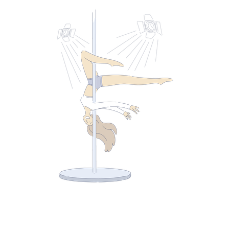 Sexy Dancer Performing Pole Dance  Illustration