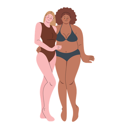 Femmes sexy étreignant pose  Illustration