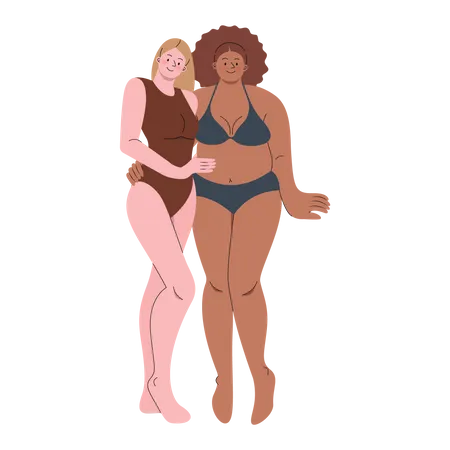 Femmes sexy étreignant pose  Illustration