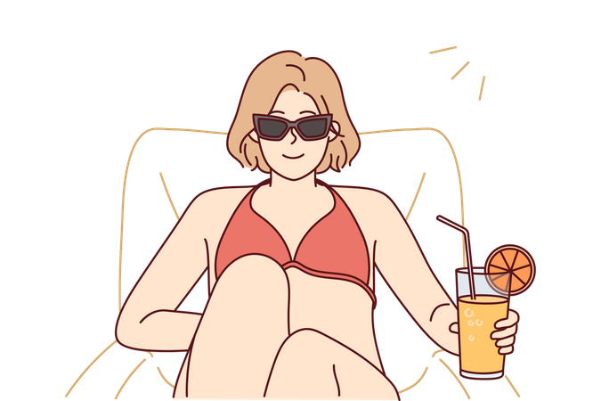 Sexy girl enjoying beach life  Illustration