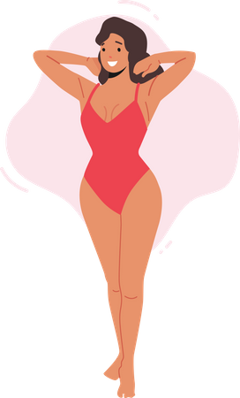 Sexy woman wearing red swimsuit Illustration