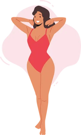 Sexy woman wearing red swimsuit  Illustration