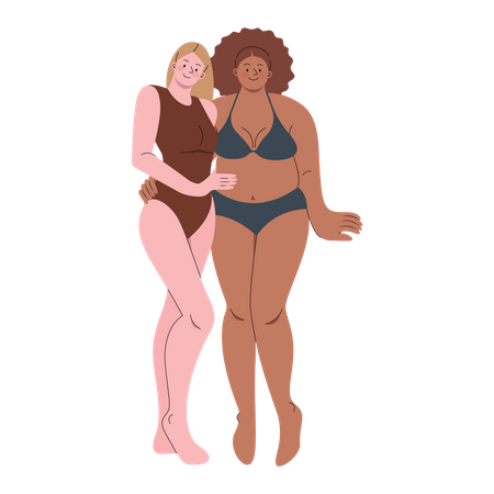 Sexy women hugging pose  Illustration