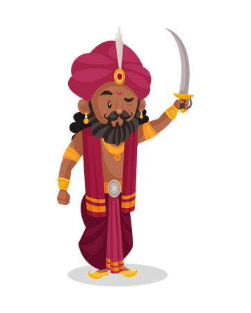 Shakuni hebt sein Schwert  Illustration