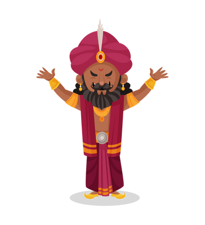 Shakuni hebt beide Arme  Illustration