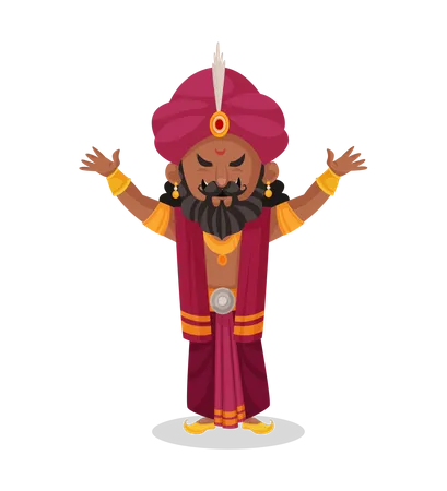 Shakuni hebt beide Arme  Illustration