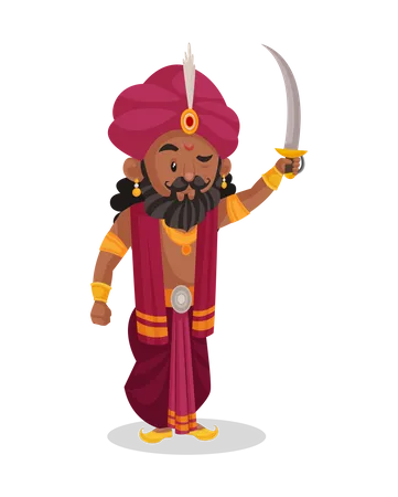 Shakuni levantando sua espada  Ilustração