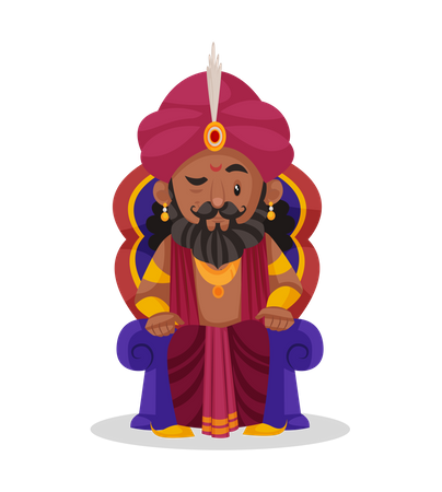 Shakuni sentado no trono  Ilustração