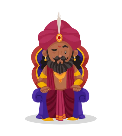 Shakuni sentado no trono  Ilustração