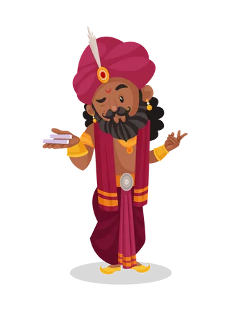 Shakuni sosteniendo piezas de juego  Ilustración