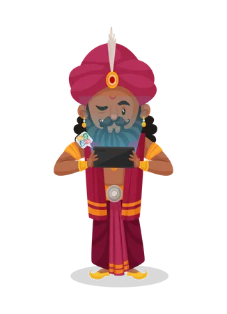 Shakuni watching video on mobile  Illustration