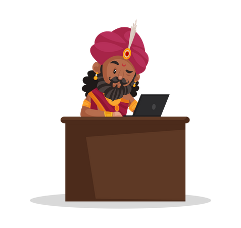 Shakuni working on laptop  Illustration