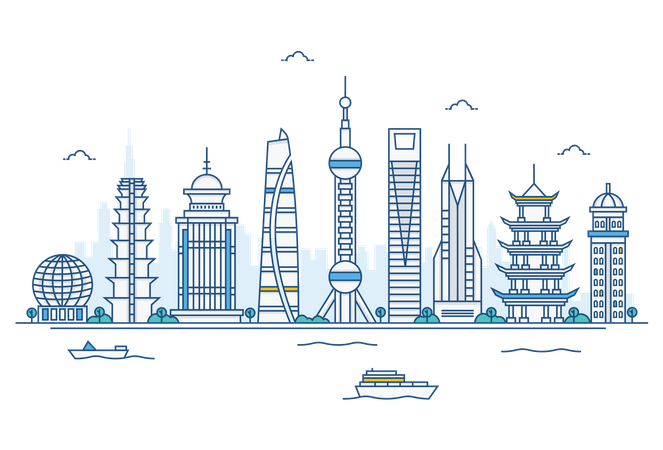 Shanghai skyline Illustration