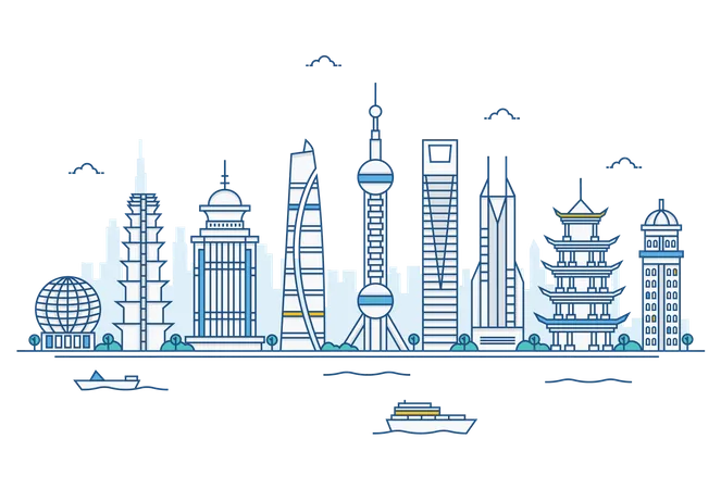 Skyline von Shanghai  Illustration