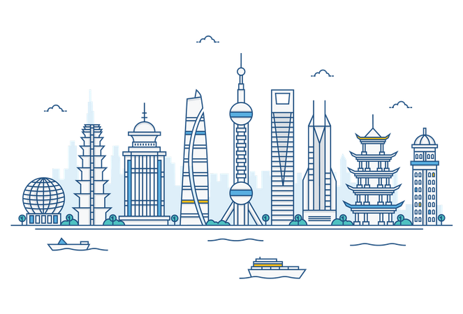 Shanghai skyline  Illustration