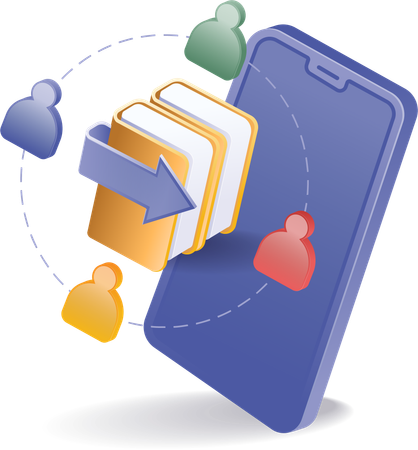 Share folder data across multiple smartphone users  Illustration