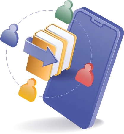 Share folder data across multiple smartphone users  Illustration