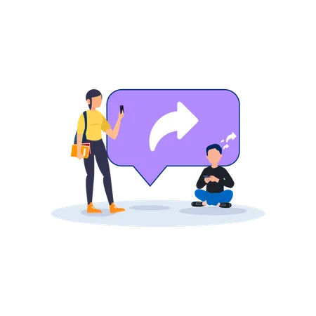 People With Social Media Flat Illustration In This Design You Can See How Technology Connect To Each Other Each File Comes With A Project In Which You Can Easily Change Colors And More Illustration